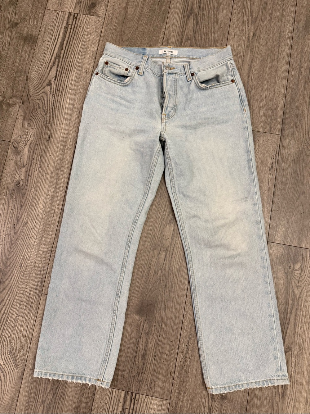 RE/DONE Light Wash Button Fly Straight Leg Women’s 25 Denim Pant Jeans